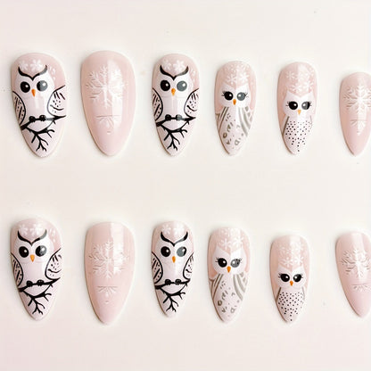 Artistic Owl-Inspired 3D Nail Art Acalora