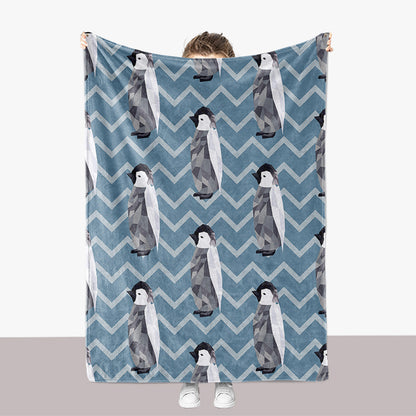 Penguin-Themed Plush Throw Blanket