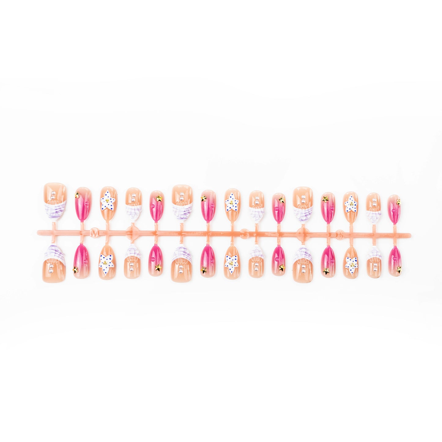 Artificial nails with floral design and glamorous accents Acalora
