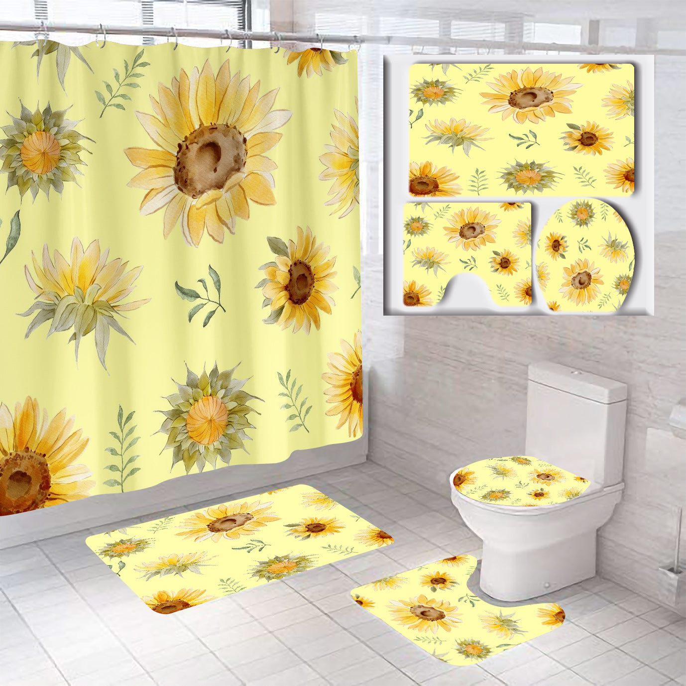 Floral Theme Bathroom Décor Set
