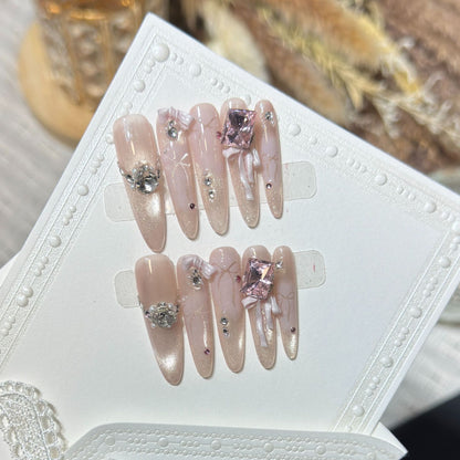 Ornate Rhinestone-Embellished Stiletto Press-On Nails Acalora