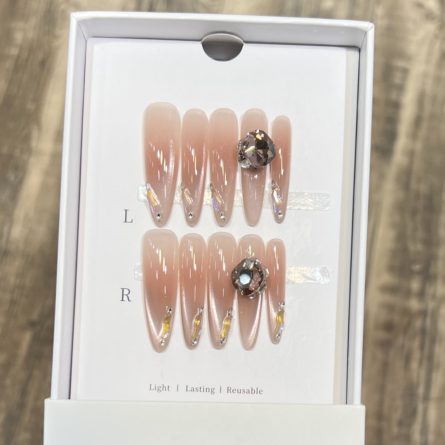 Reusable Stiletto Nail Art Set with Elegant Rhinestone Embellishments Acalora