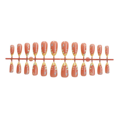 Decorative Press-On Nail Set with Floral and Elegant Design Acalora