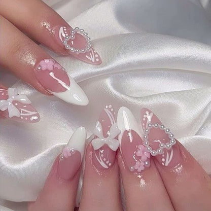Stylish artificial nails with floral 3D applications Acalora