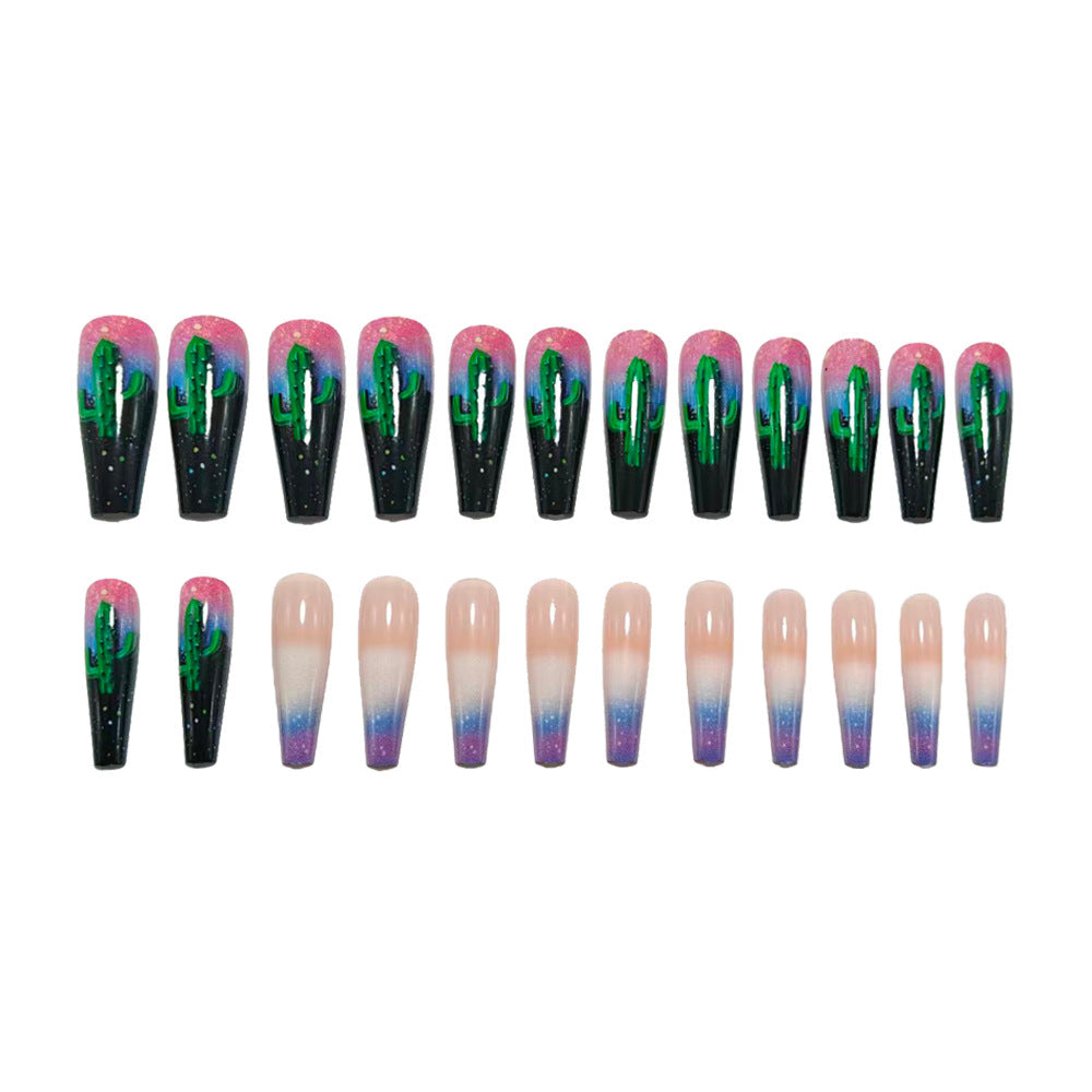 Artificial nails with 3D cactus design Acalora