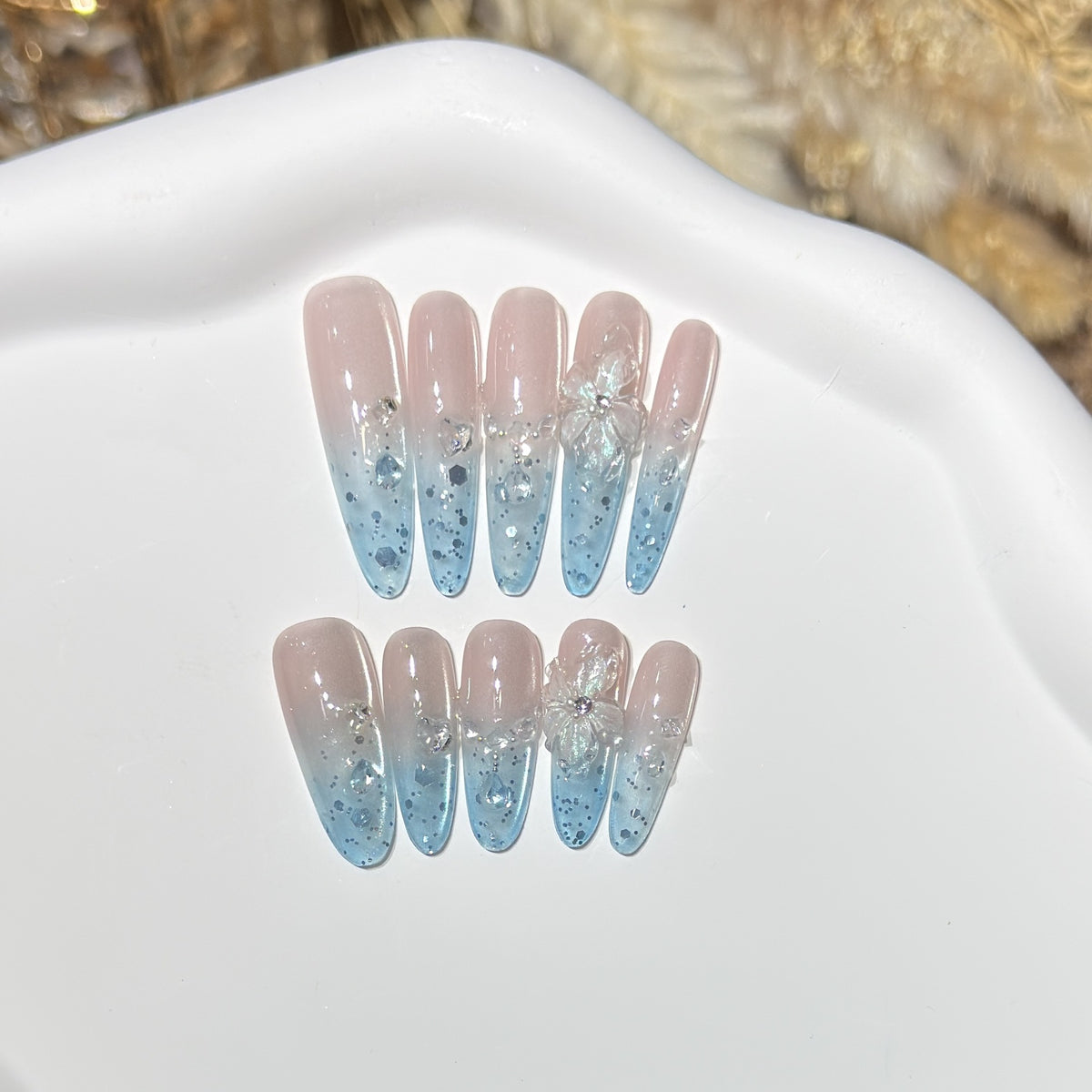 Ombre Floral Press-On Nail Art Set Acalora
