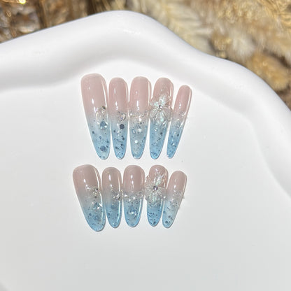 Ombre Floral Press-On Nail Art Set Acalora