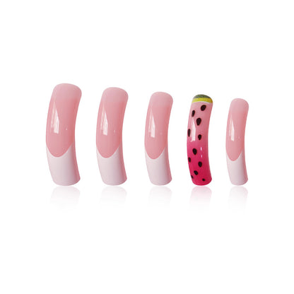 Playful Watermelon Themed Press-On Nail Art Acalora