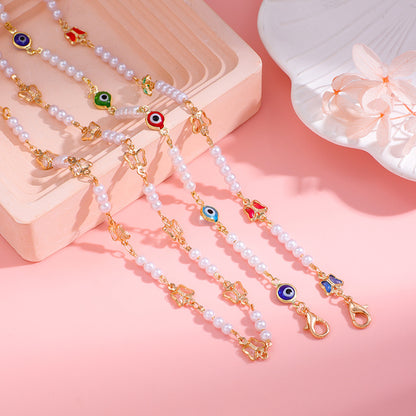 Decorative Pearl and Butterfly Eyewear Chain Acalora