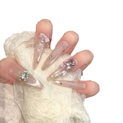 Ornate Rhinestone-Embellished Stiletto Press-On Nails Acalora