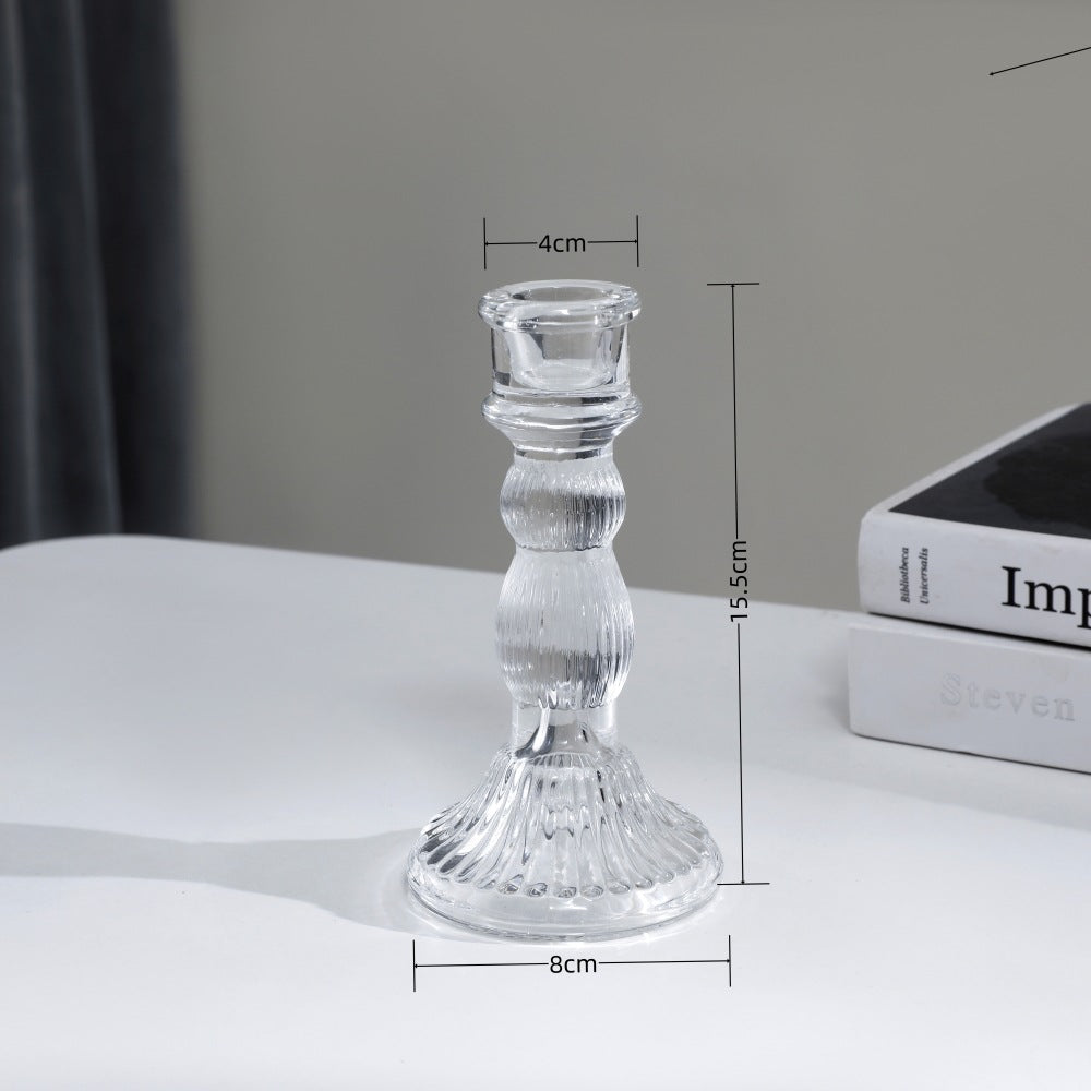 Tall Pressed Glass Decorative Candlestick Holder Acalora
