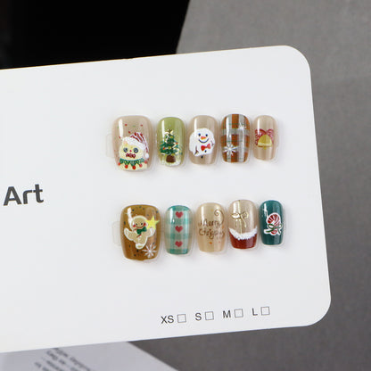 Festive Holiday Themed Press-On Nail Set Acalora