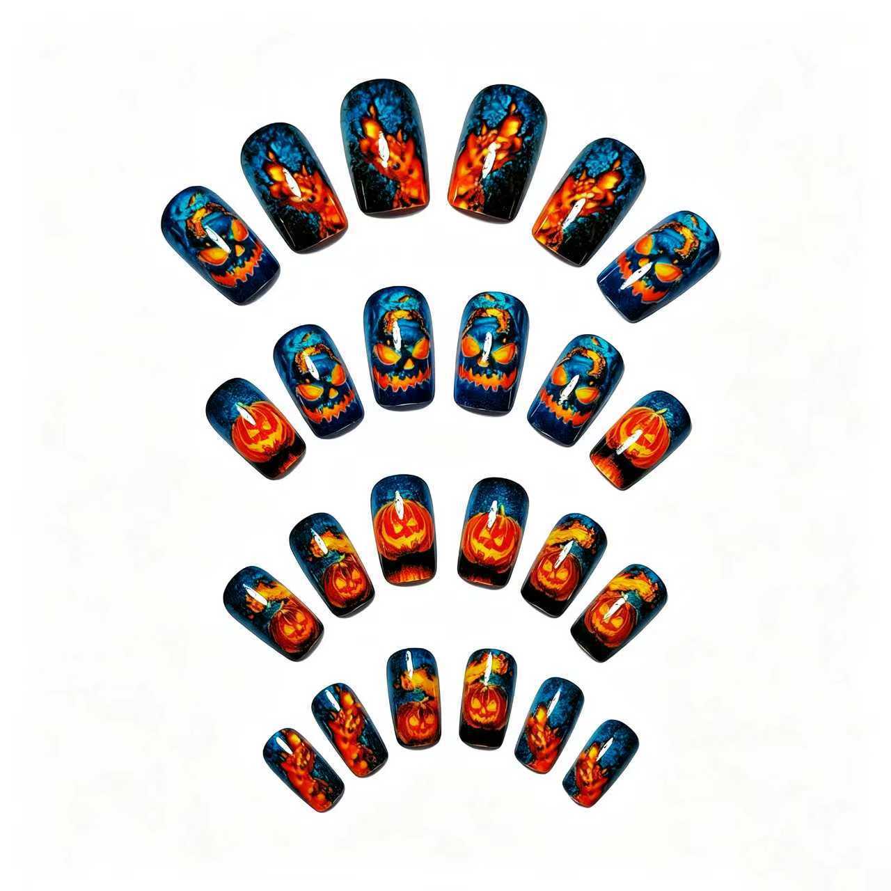 Halloween-Themed 3D Pumpkin Nail Art Acalora