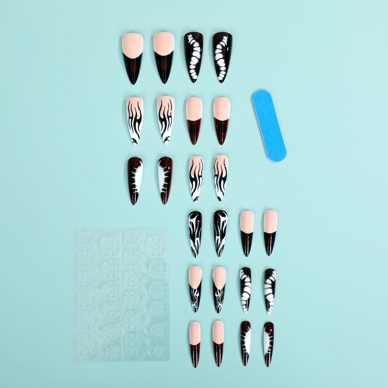 Artificial nails with creative black-and-white pattern Acalora