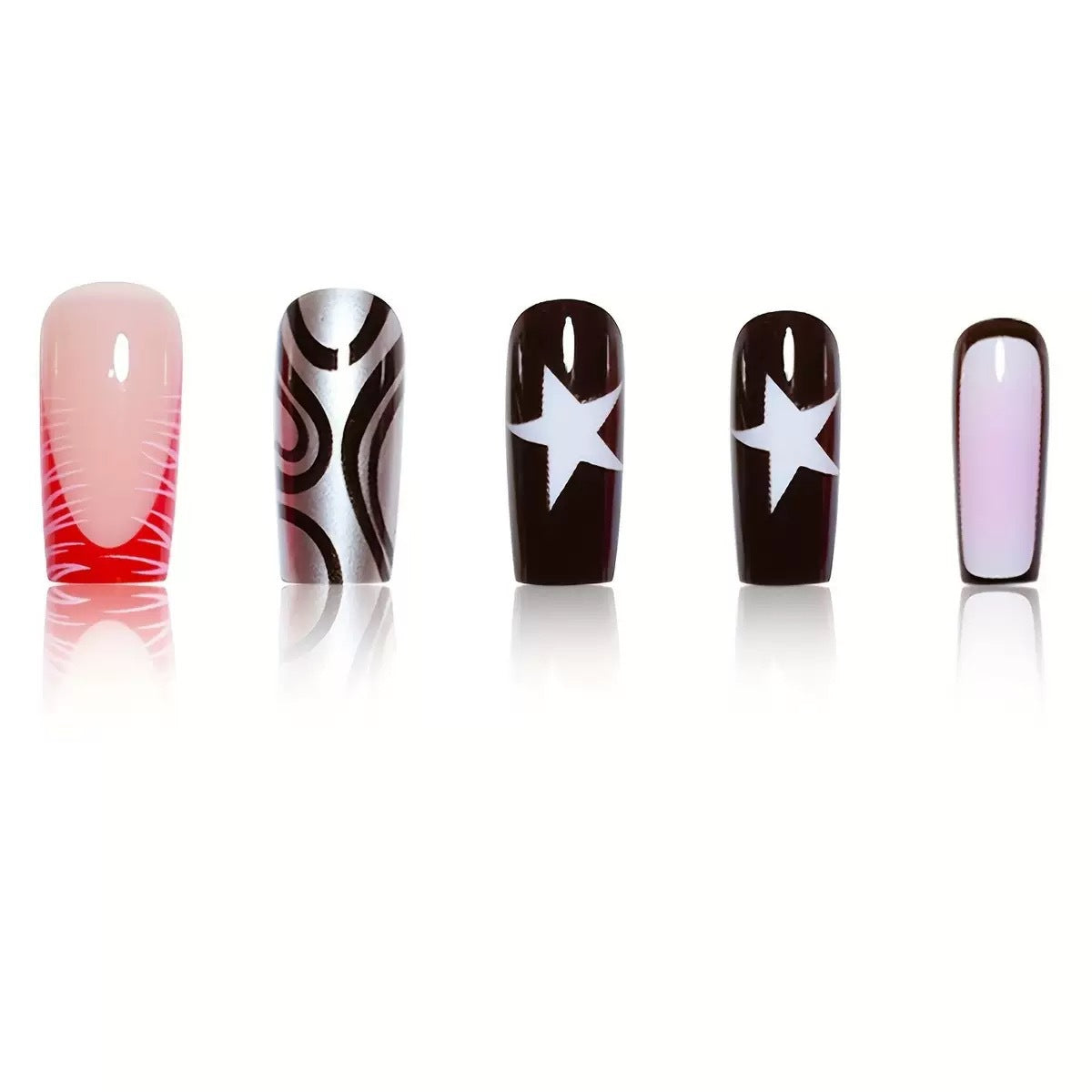 Graphic Artistic Press-On Nail Set Acalora