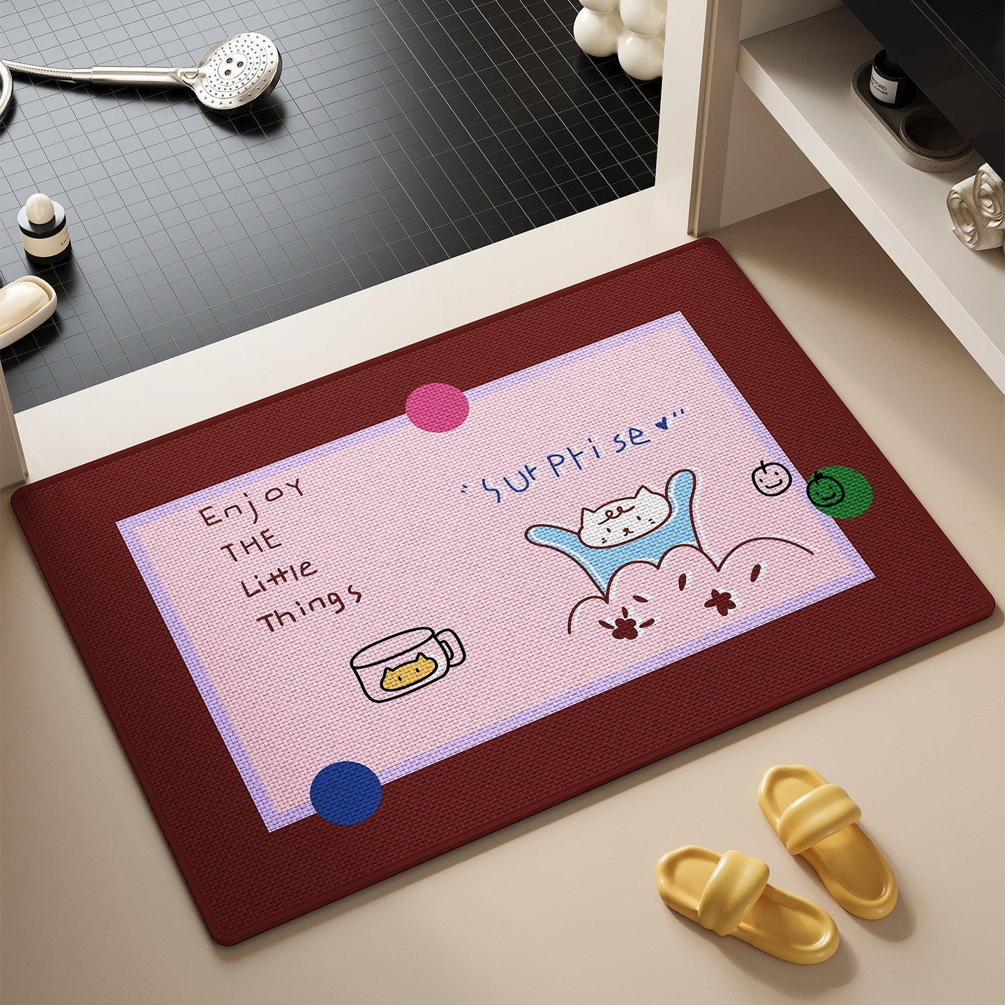 Cute Cat-Themed Bath Rug