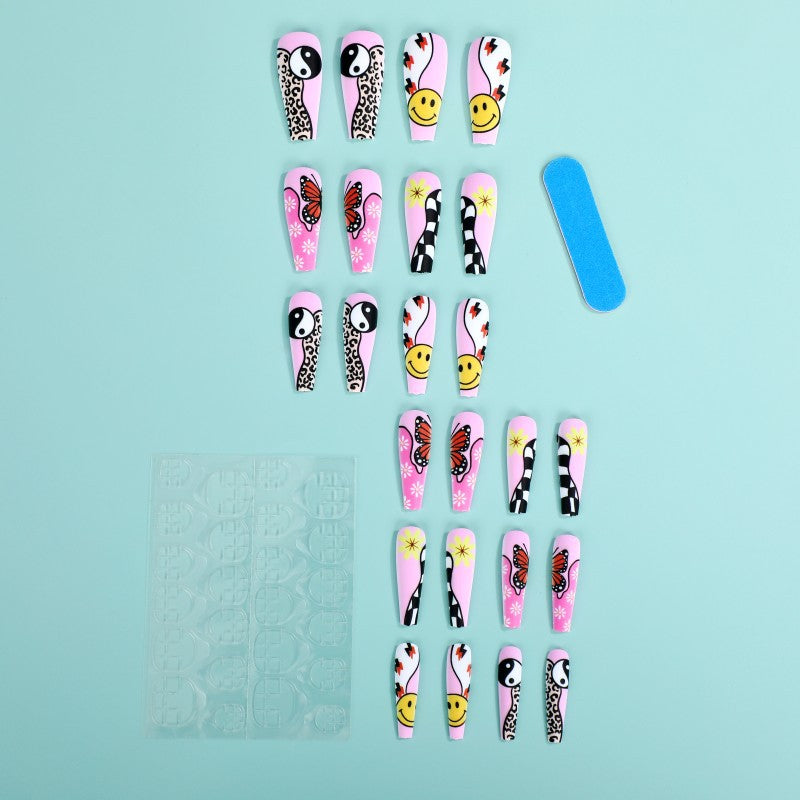 Artificial nails with colorful butterfly design Acalora