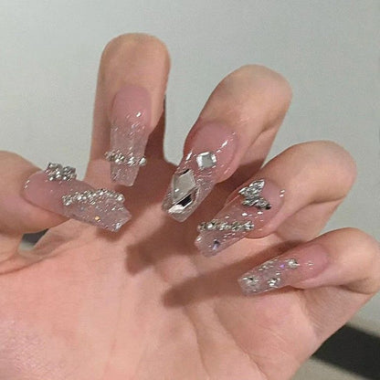 Glamorous Rhinestone-Embellished Press-On Nails Acalora