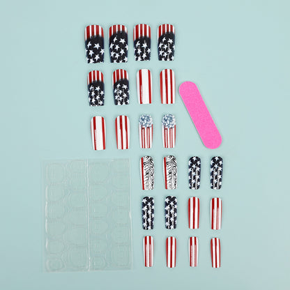 Creative artificial nails with patriotic design Acalora