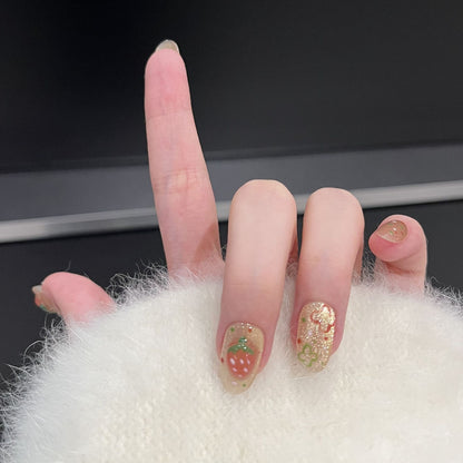Artistic Strawberry-Themed Press-On Nail Set Acalora
