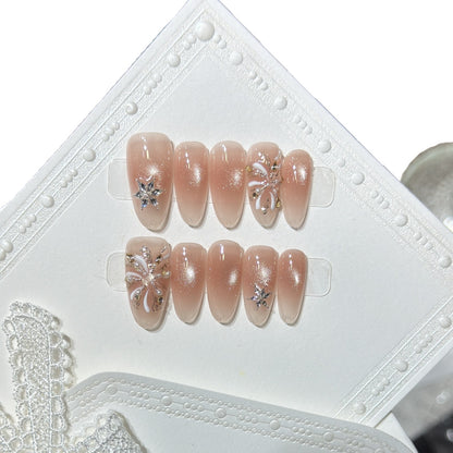 Elegant Press-On Nail Set with Decorative Star Accents Acalora