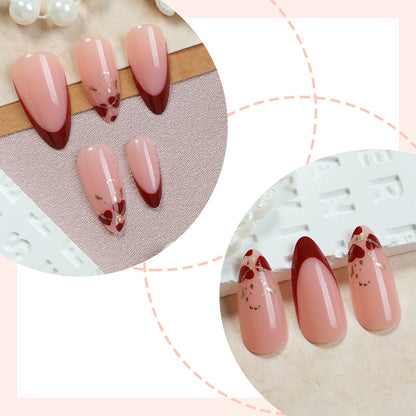 Elegant Stiletto Press-On Nail Set with Decorative Gold Accents Acalora