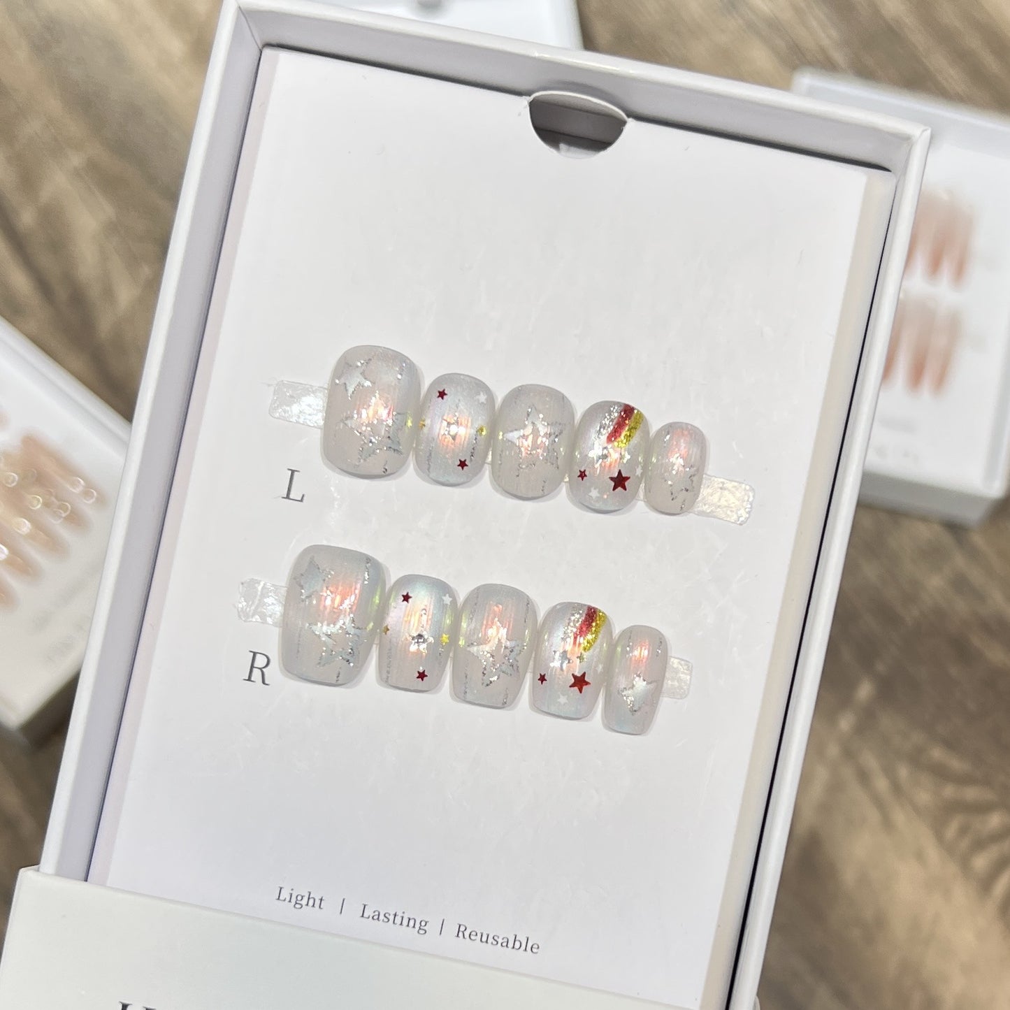 Creative Decorative Press-On Nail Set with Star and Rainbow Accents Acalora