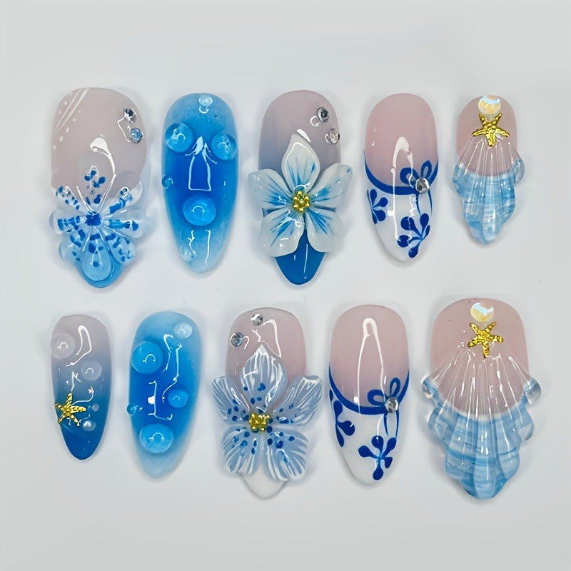 Decorative Floral Press-On Nails Acalora