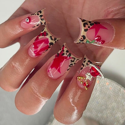Artistic Leopard Print Press-On Nail Art Acalora