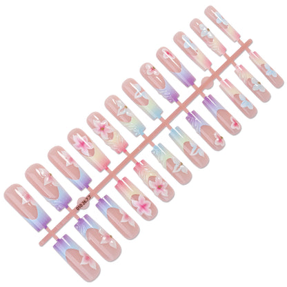 Elegant Floral Ombre Press-On Nail Set Acalora