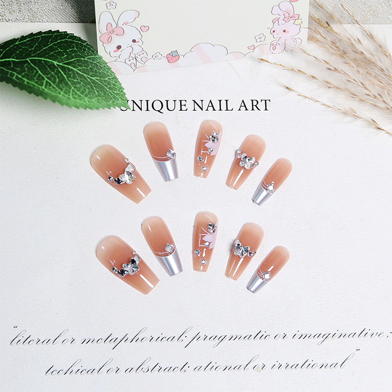 Artificial nail set with glamorous floral and glitter decorations Acalora