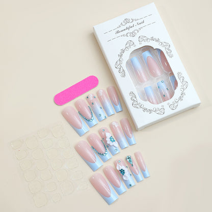 Decorative Press-On Nails with Unique Floral and Gem Accents Acalora