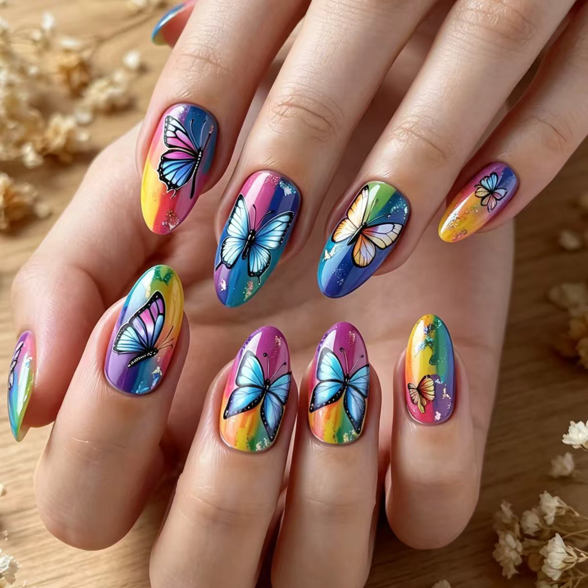 Butterfly-Inspired Vibrant Nail Art Acalora