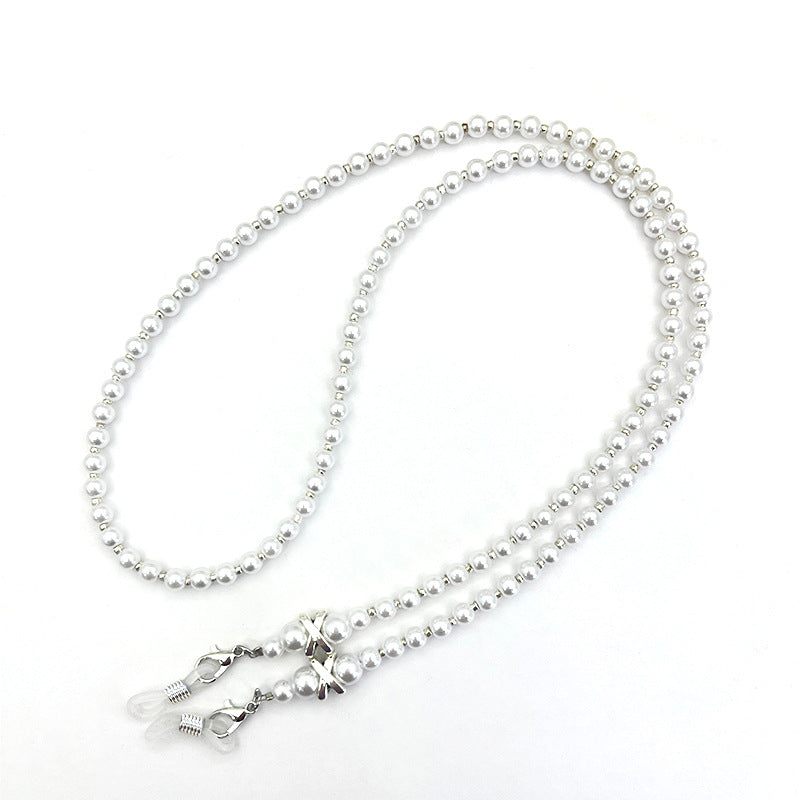 Elegant Pearl Beaded Eyewear Chain Acalora