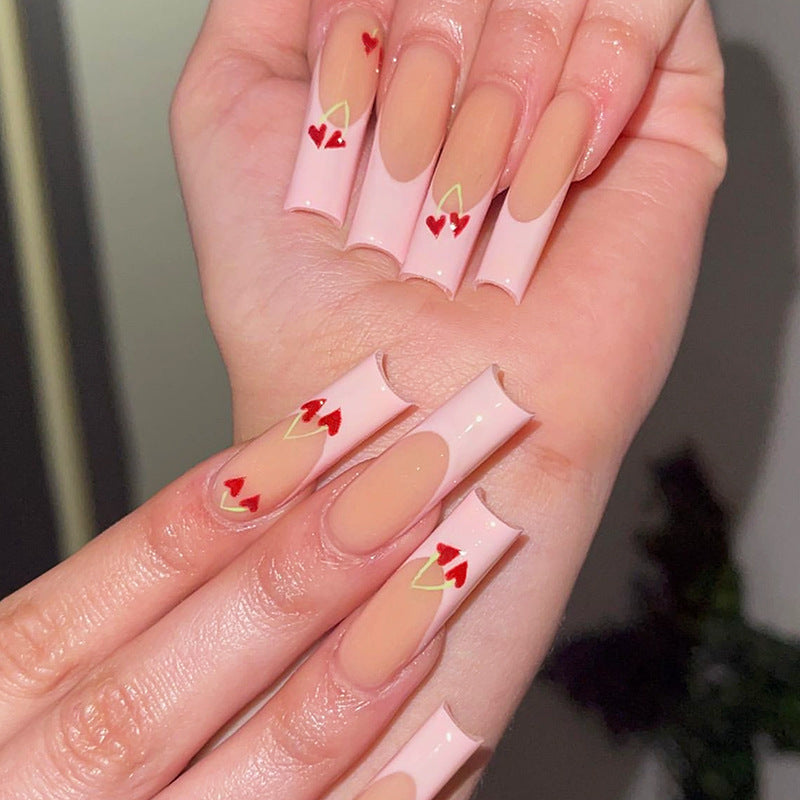 Artistic Press-On Nail Set with Heart Design Acalora