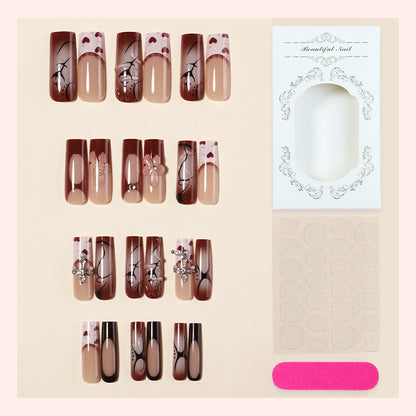 Decorative Press-On Nail Art Set with Floral and Artistic Designs Acalora
