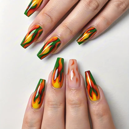 Artistic Flame-Effect Nail Art Acalora
