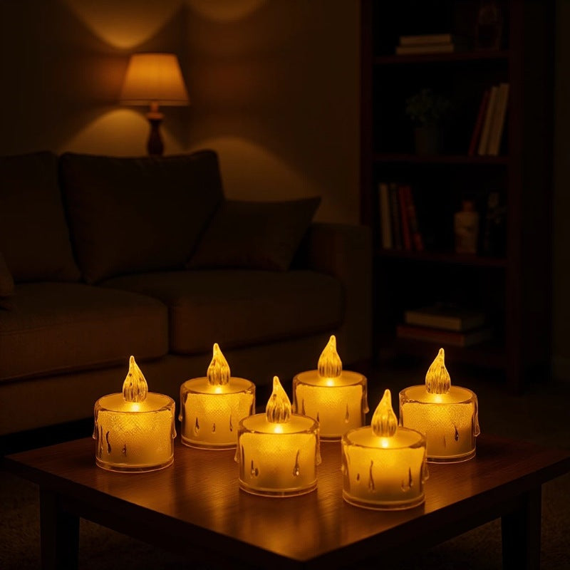 Decorative Flameless LED Tealight Candle Set with Realistic Dripping-Wax Glass Holders Acalora