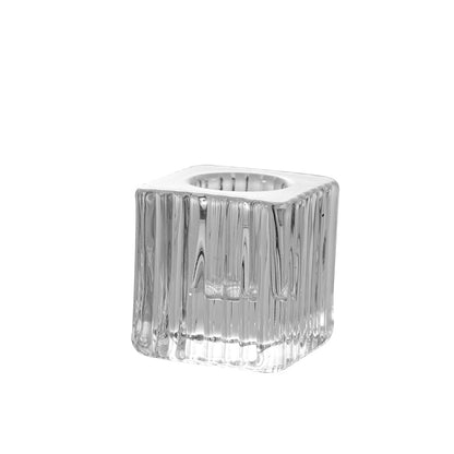 Square Ribbed Glass Votive Candle Holder Acalora