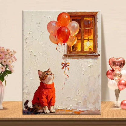 Playful Cat Illustration Canvas Art