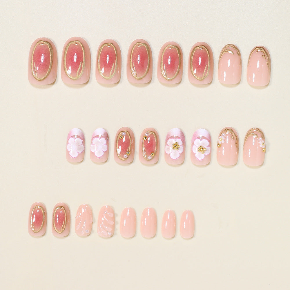 Floral Embellished Press-On Nail Art Set Acalora