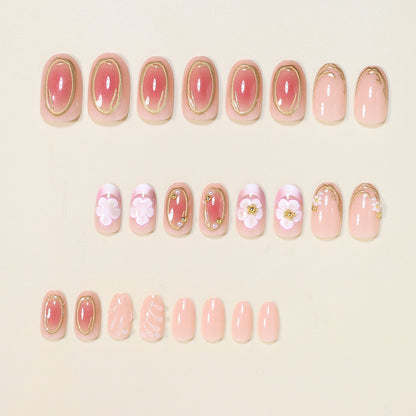 Floral Embellished Press-On Nail Art Set Acalora