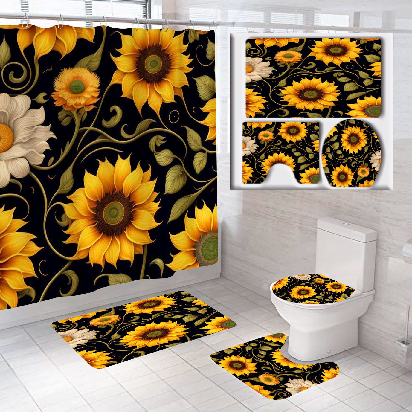 Floral Theme Bathroom Décor Set