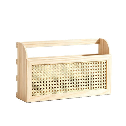 Stylish storage box made of wood and rattan Acalora