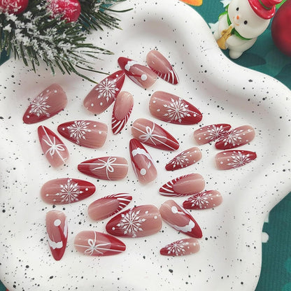 Festive Holiday-Themed Press-On Nail Set Acalora