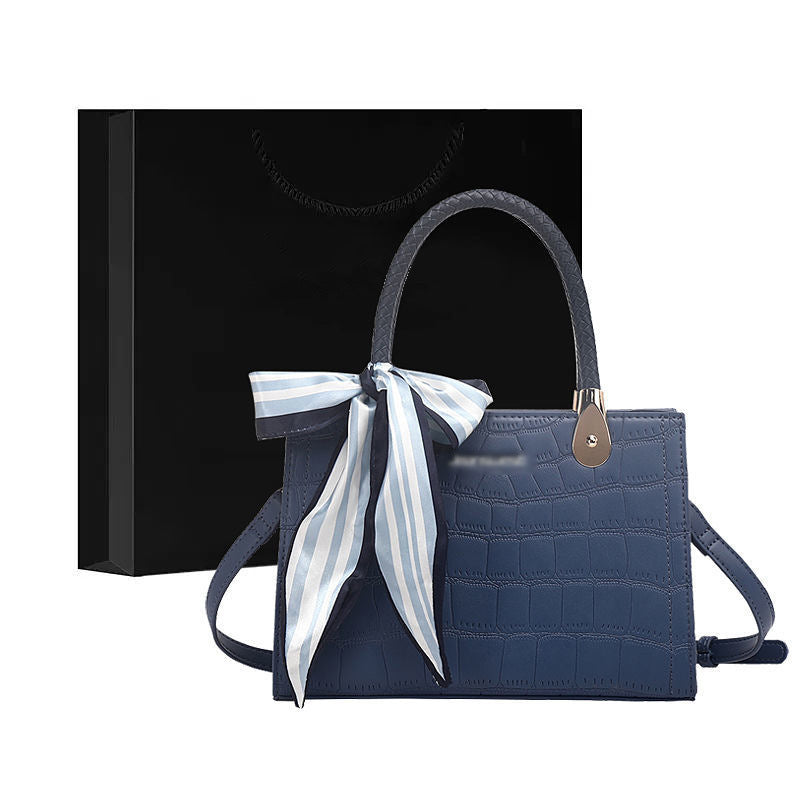 Structured Crocodile-Embossed Handbag Acalora