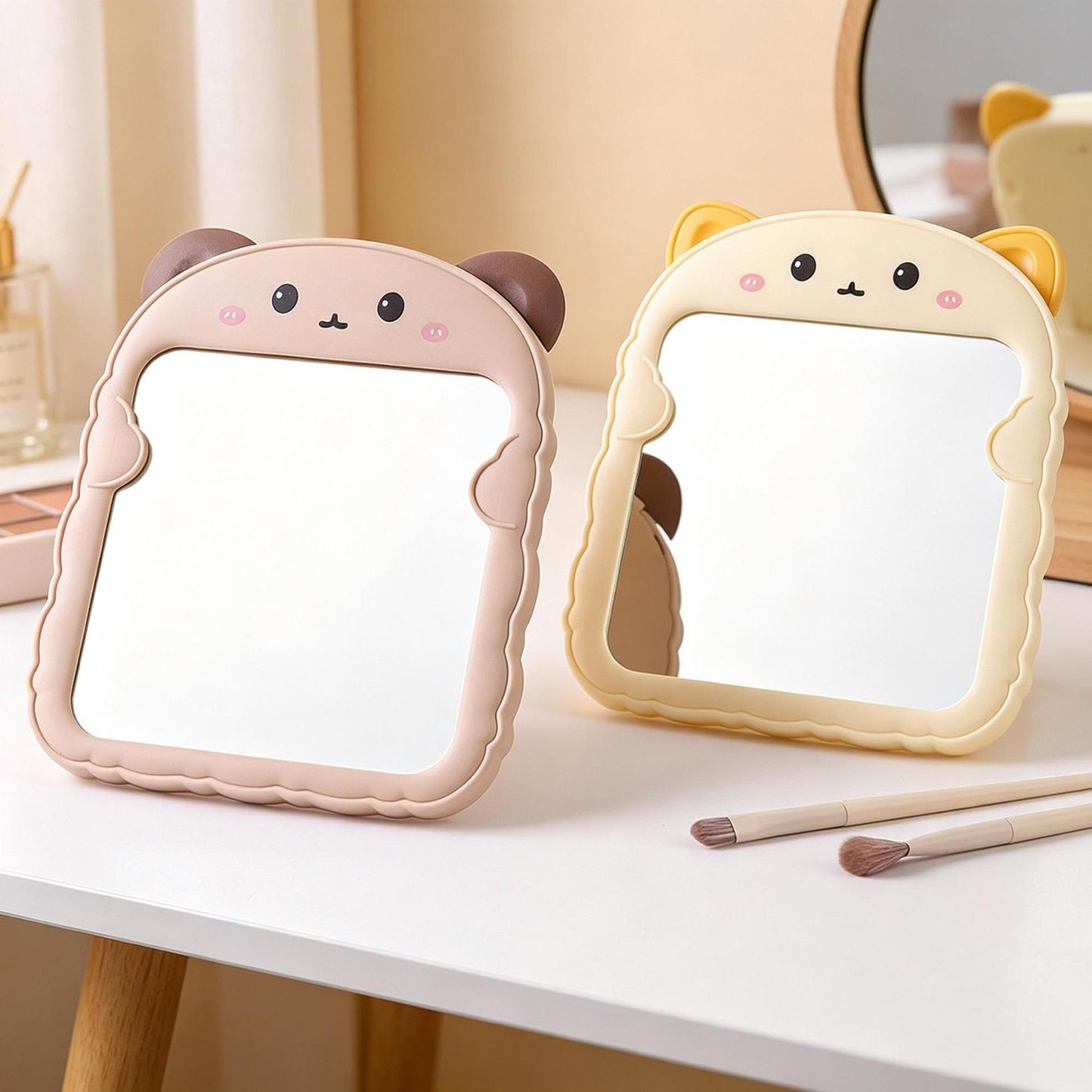 Cute Cat-Themed Desktop Makeup Mirror