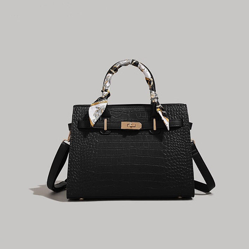 Textured Crocodile-Patterned Handbag Acalora
