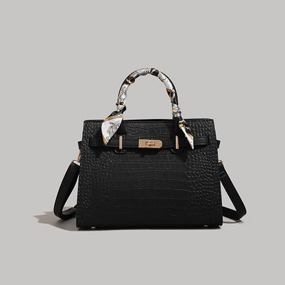 Textured Crocodile-Patterned Handbag Acalora
