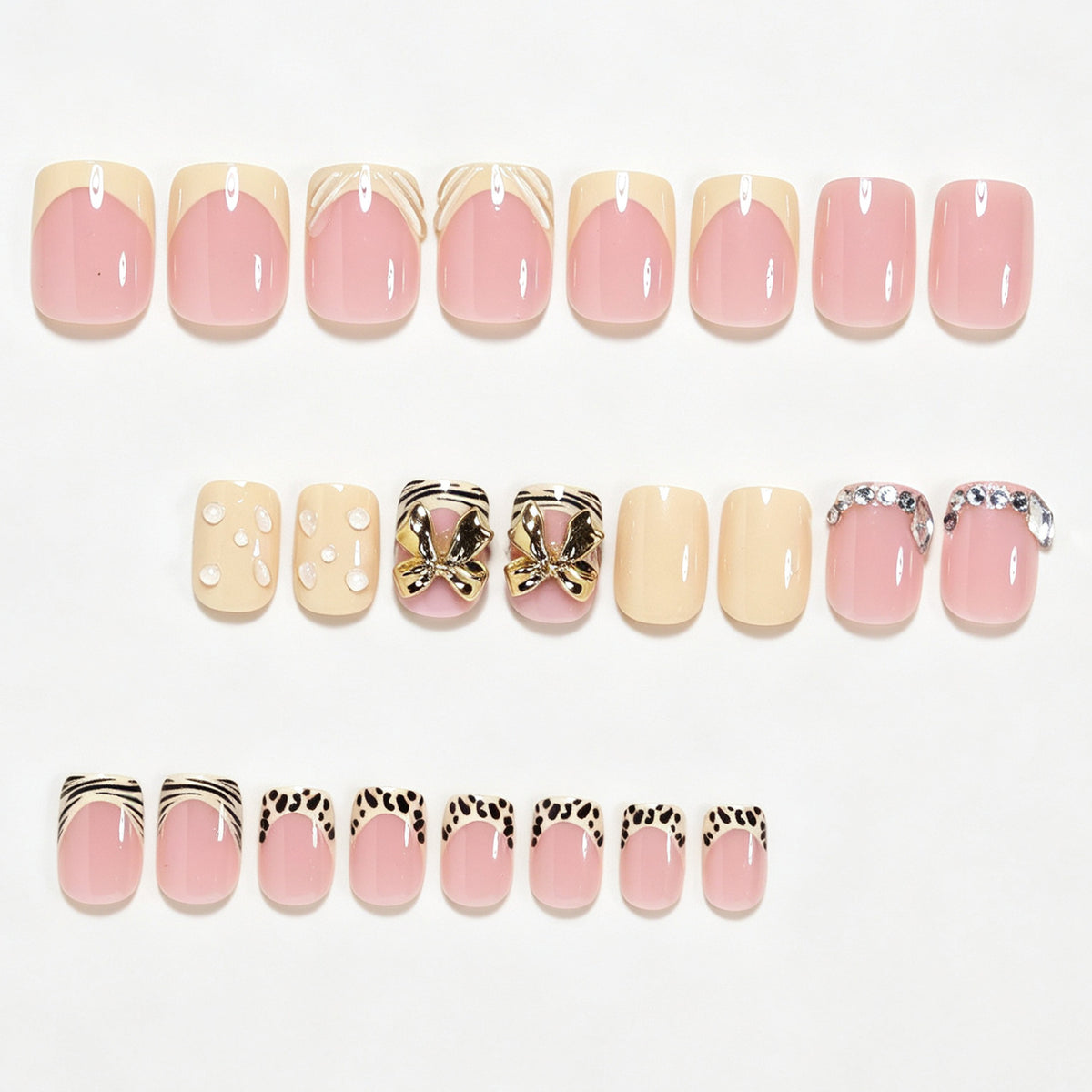 Artistic Press-On Nail Art Set with Decorative Accents Acalora